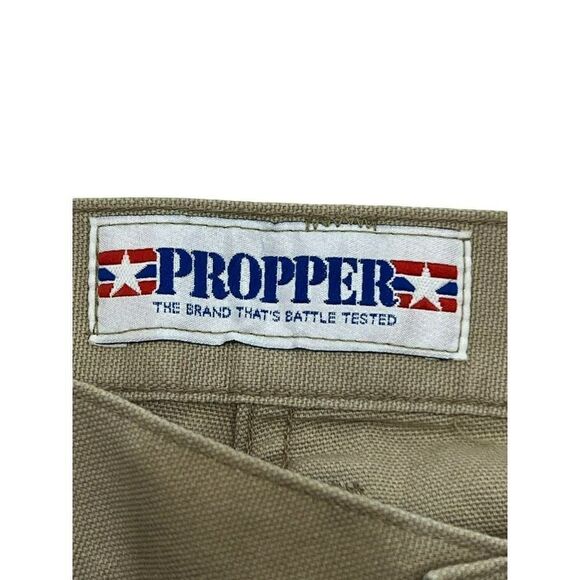 Propper Mens Cargo Shorts Beige Flat Front Pockets 100% Cotton Medium - Picture 5 of 14